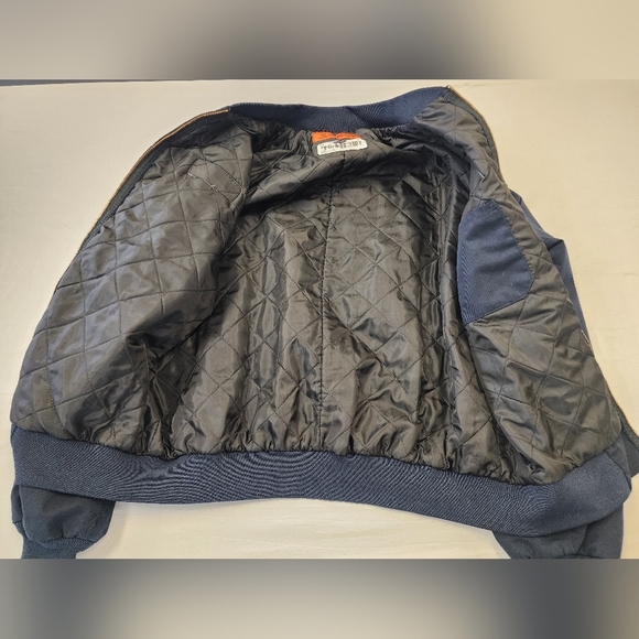 Cintas Men's Navy Blue Bomber Jacket 2 Patches Workcore Lined Filled Soft, sz LG - Picture 15 of 15